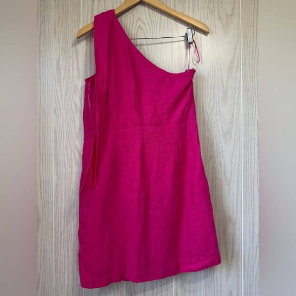 J Crew Women's Asymmetrical Sleeveless A-Line Linen Mini Dress Pink Size XS NWT - Picture 4 of 5